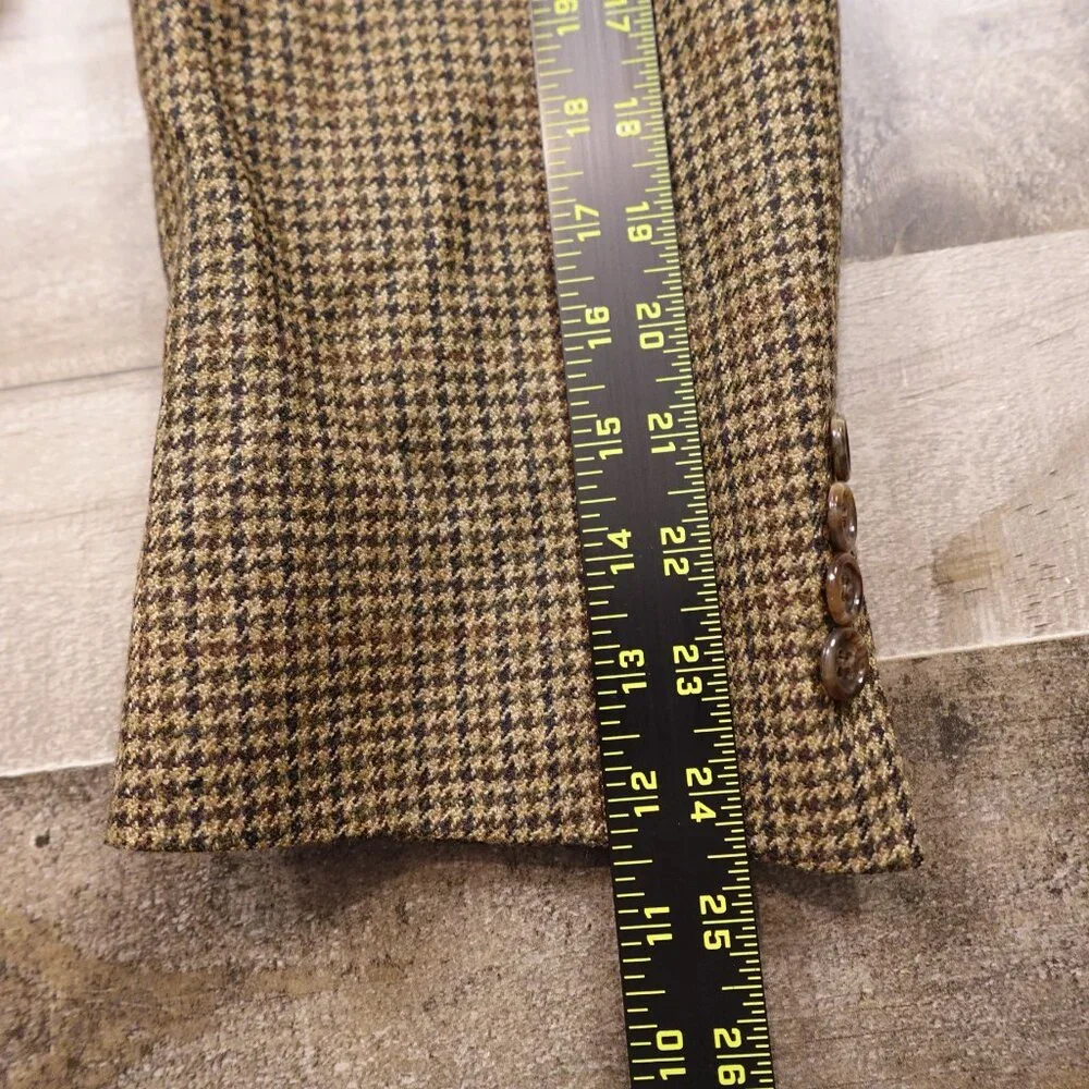 Brooks Brothers 346 Lambswool‎ Blazer Men’s 42R Brown Houndstooth Made in Poland